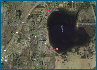 Map of Motel on lakefront of Ice Lake in Iron River, Michigan