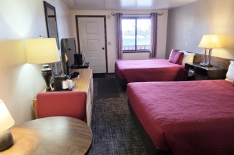 Two queens, upper level, full bath